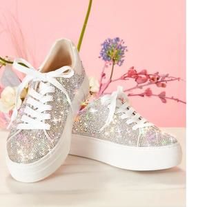Betsey Johnson Sidney sneakers in clear rhinestone